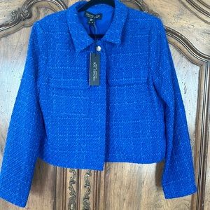 Rachel Zoe tweed jacket royal blue size large NWT